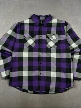 DIXXON Purple Black White Plaid Button-Down Shirt